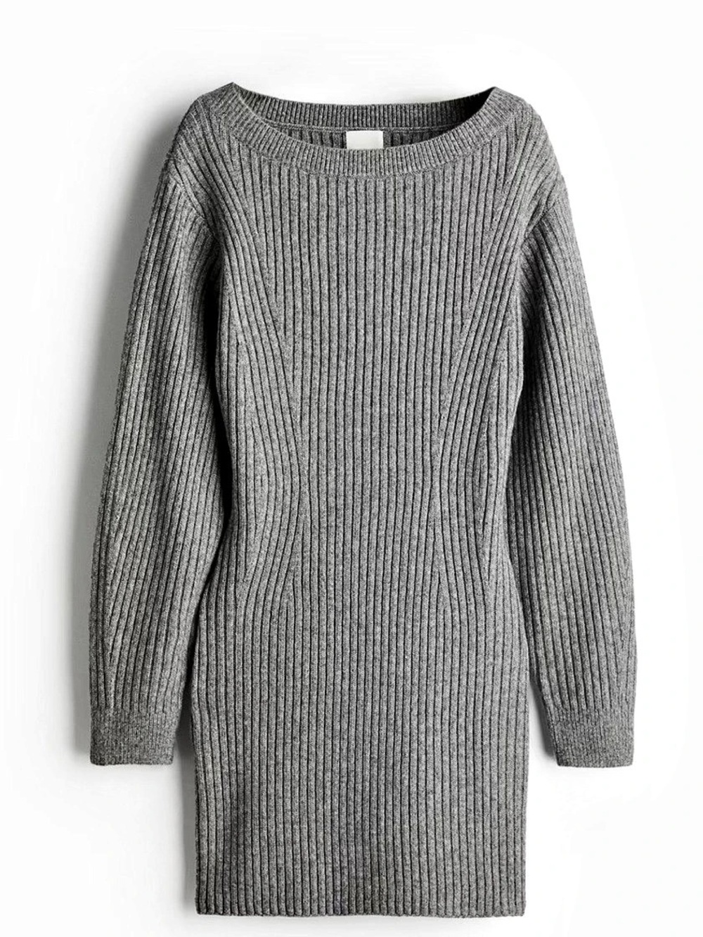 H&M Ribbed Mini Dress in Gray Size Small